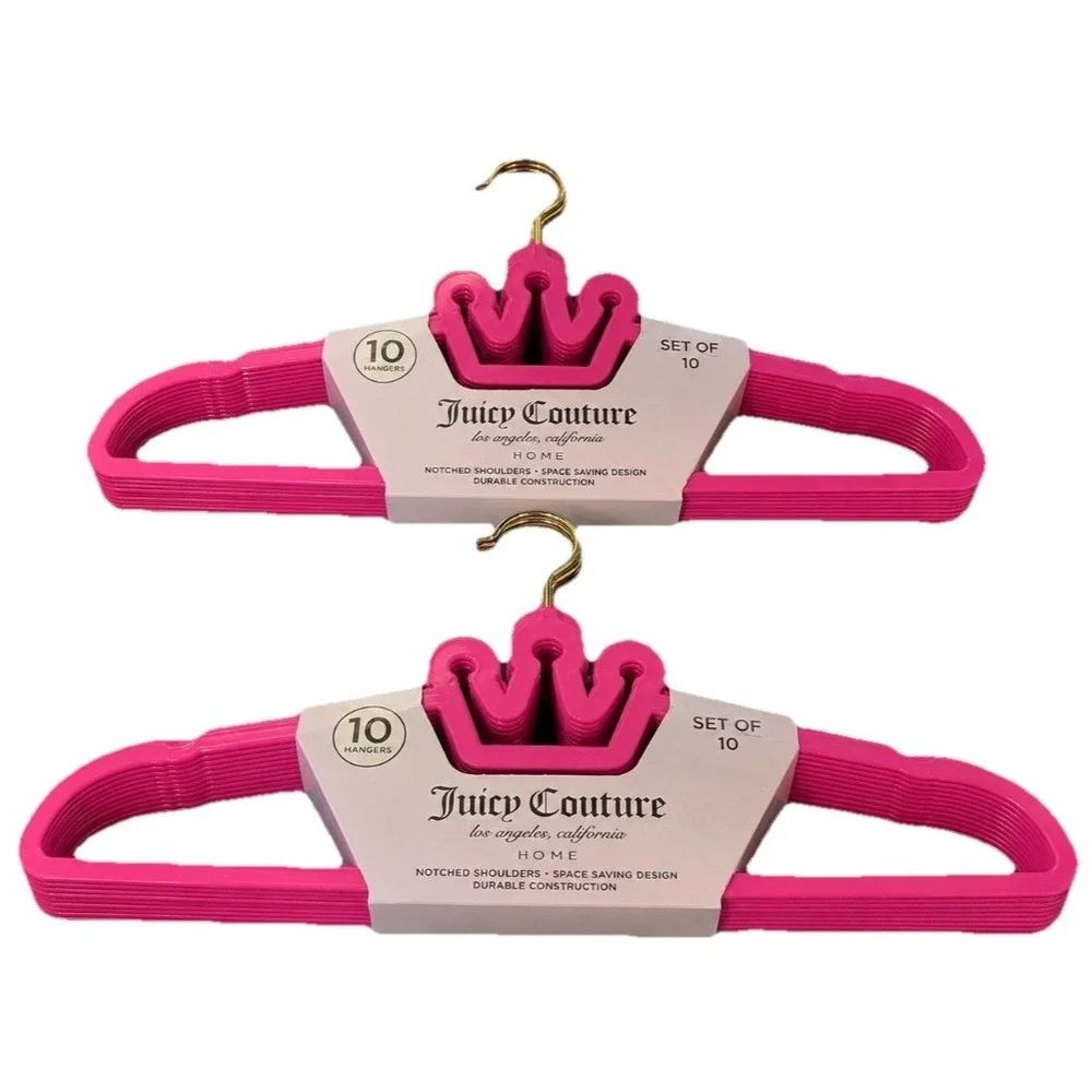 Juicy Couture Home Pink Crown Clothes Hangers 20 Count 2 Packs of 10 New